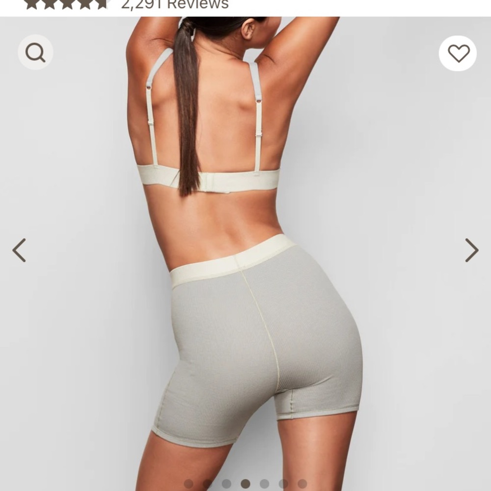 SKIMS NWT Cotton Ribbed Boxer Briefs - Mineral - Picture 2 of 4
